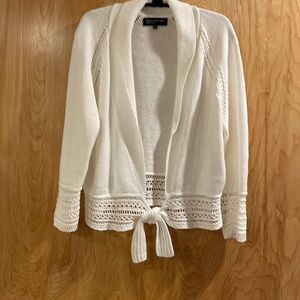 Jones New York White Tie Front Sweater Large